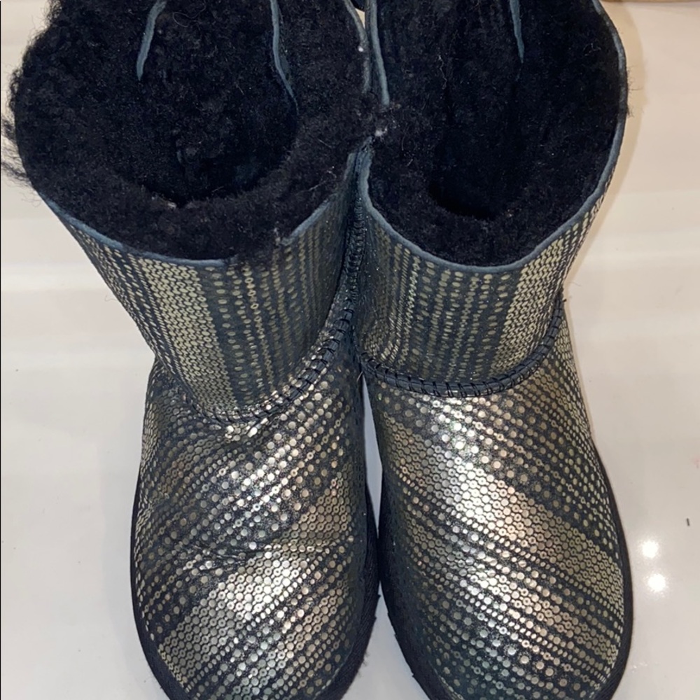 black and silver ugh boots for children